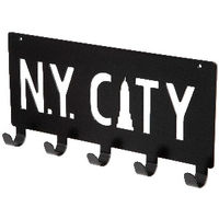 "NY City" wandmontierter 5 Haken Aufhänger - Schwarz