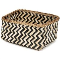 "Zebra" Großer Bambuskorb - Schwarz / Natur