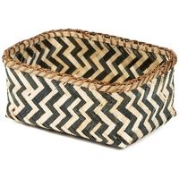 "Zebra" Mittelgroßer Bambuskorb - Schwarz/Natur