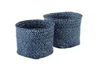 Set aus 2 "Mika" Runde geflochtene Ablagekörbe - Denim Blau