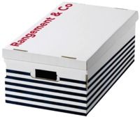 Set mit 2 3 Mariniere Karton Aufbewahrungsboxen - Blau/weiß/rot