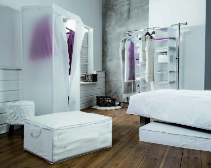 Milky Hängender Kleidungs-Organizer mit 6 Fächern 2 Compactor