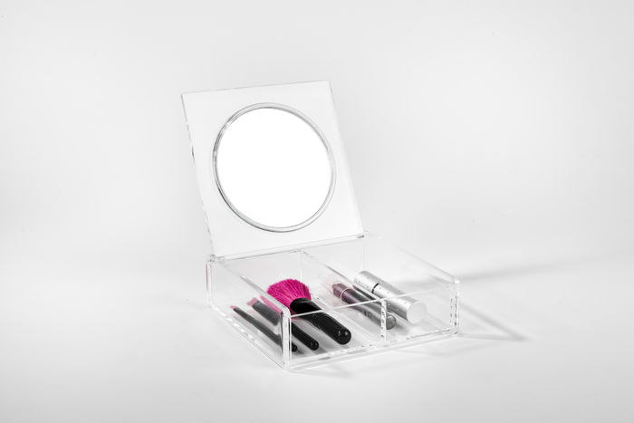 Make up Box mit Spiegel - Transparent 2 Compactor