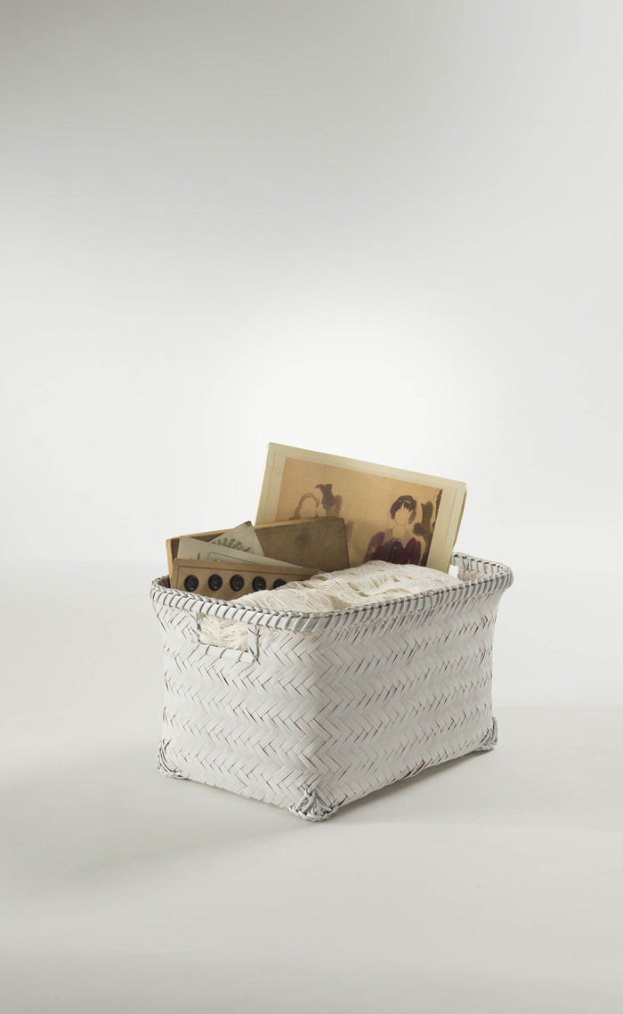 "Dalat" Mittelgroßer Bambus Ablagekorb - Weiß 2 Compactor