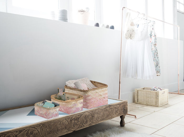 "Noumea" Medium Bambuskorb - Pink/Braun 2 Compactor