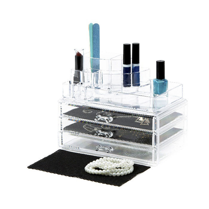 Großer Schmuck und Make-up Organizer mit 3 Schubläden - Transparent 5 Compactor