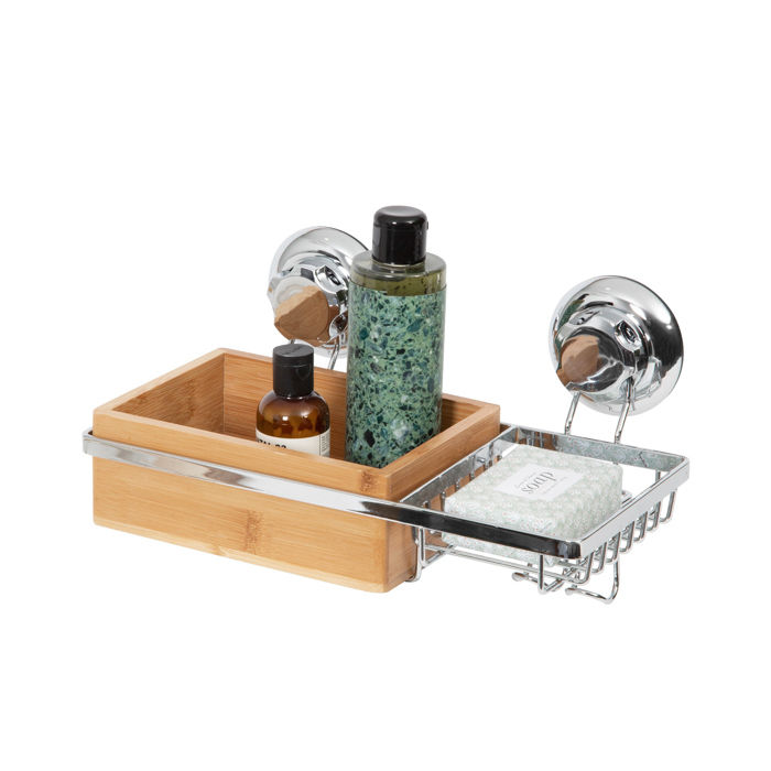 Bestlock Selbsthaftende Aufbewahrungsregal mit Seifenschale - Bamboo 4 Compactor