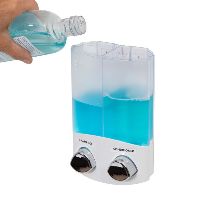 Selbstklebender Doppelter 2 x 310ml Seife/Shampoo-Spender - Weiß 4 Compactor