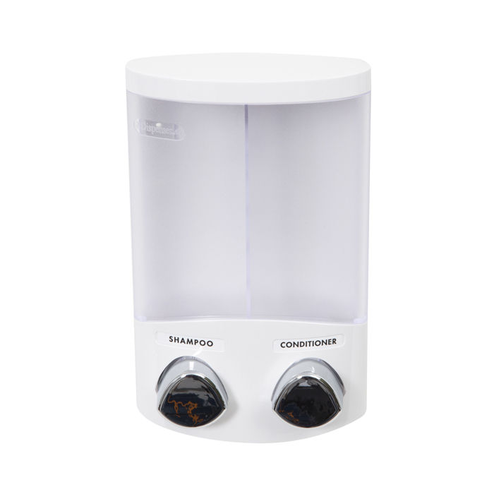 Selbstklebender Doppelter 2 x 310ml Seife/Shampoo-Spender - Weiß 2 Compactor