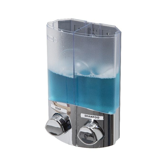 Selbstklebender Doppelter 2 x 310ml Seife/Shampoo-Spender - Chrom 6 Compactor