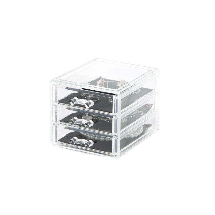 Kleine Schmuckschatulle mit 3 Schubladen - Transparent 4 Compactor
