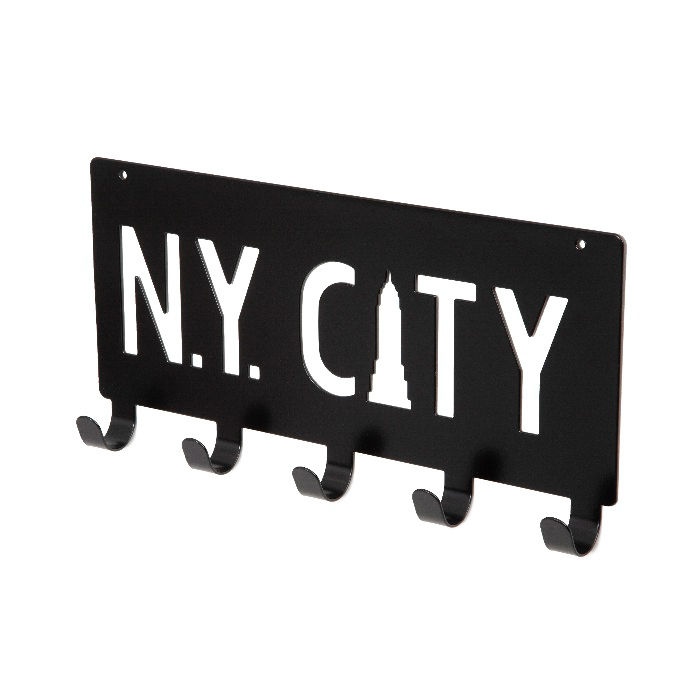 "NY City" wandmontierter 5 Haken Aufhänger - Schwarz 1 Compactor