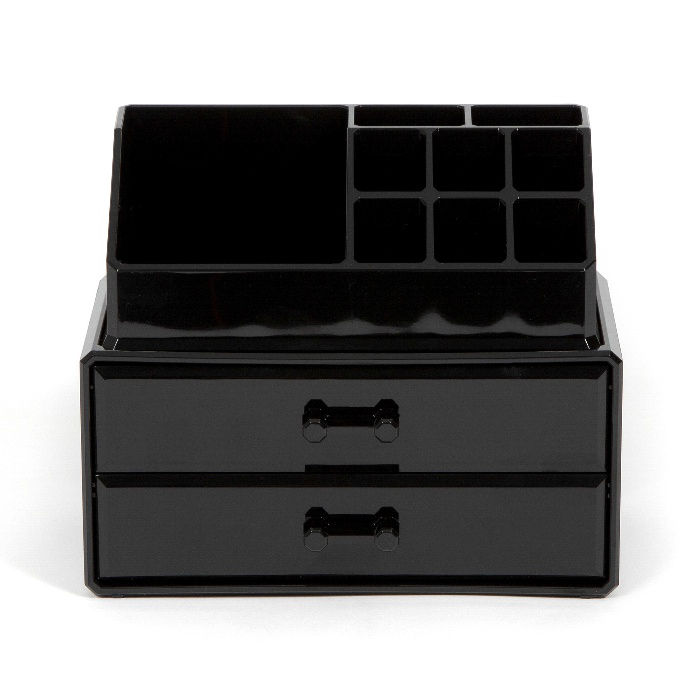 Schmuck- und Make-up-Organizer mit 2 Schubladen - Schwarz 2 Compactor