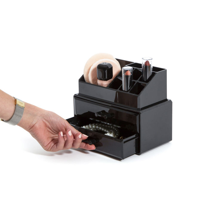 Schmuck- und Make-up-Organizer mit 2 Schubladen - Schwarz 5 Compactor