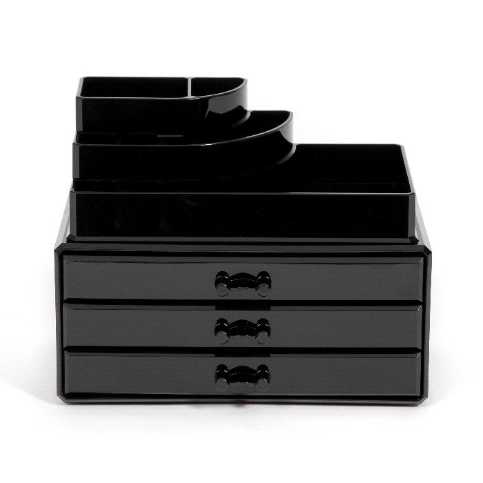 Großer Schmuck- und Make-up Organizer mit 3 Schubladen - Schwarz 2 Compactor
