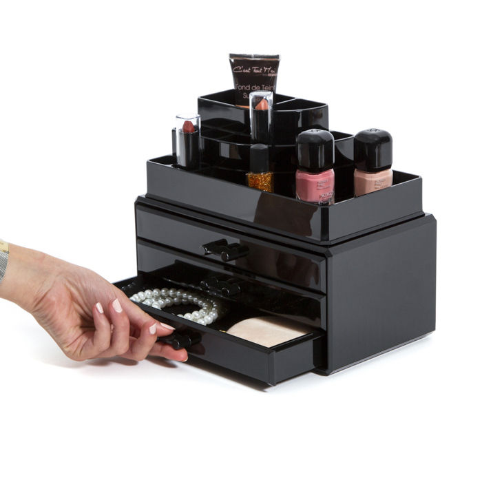 Großer Schmuck- und Make-up Organizer mit 3 Schubladen - Schwarz 4 Compactor