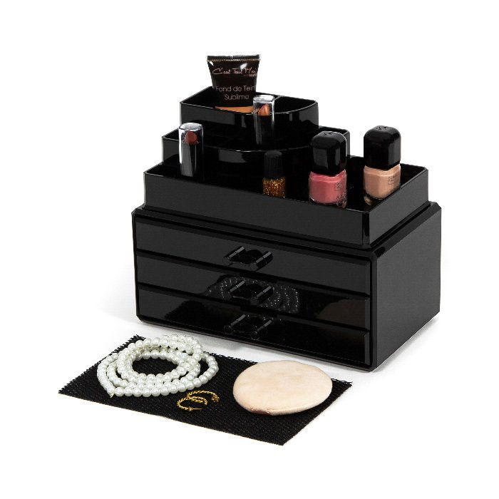 Großer Schmuck- und Make-up Organizer mit 3 Schubladen - Schwarz 5 Compactor