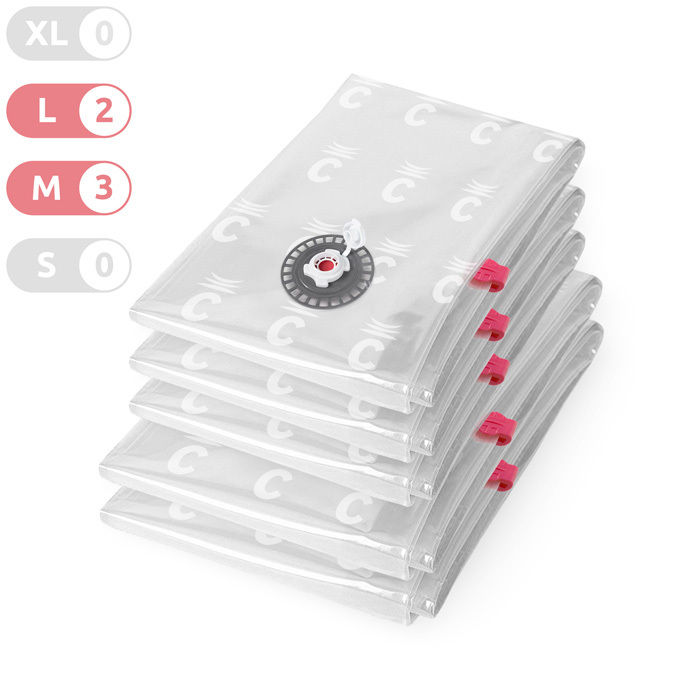 "Aspispace" Set aus 5 mittleren und großen platzsparenden Vakuum-Aufbewahrungsbeuteln - 3 mittlere u 1 Compactor