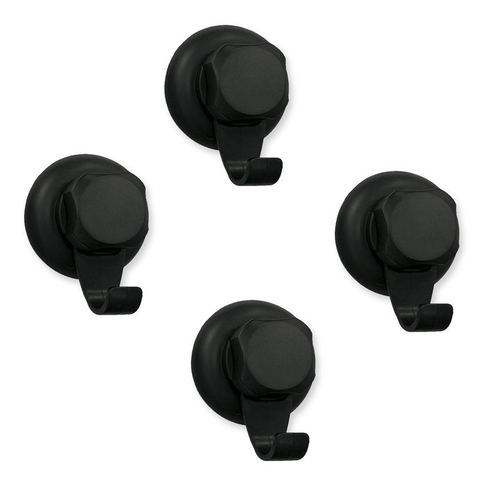 "Bestlock Black" Saugnapf Set mit 4 kleinen Haken für die Montage an der Wand 1 Compactor