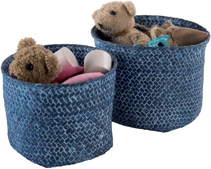Set aus 2 "Mika" Runde geflochtene Ablagekörbe - Denim Blau 2 Compactor