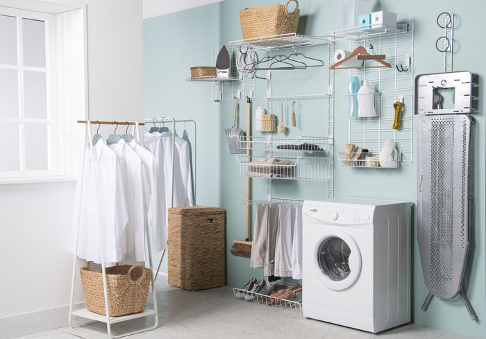 Walltech Hauswirtschaftsraum Großes Regal mit Stange 3 Compactor