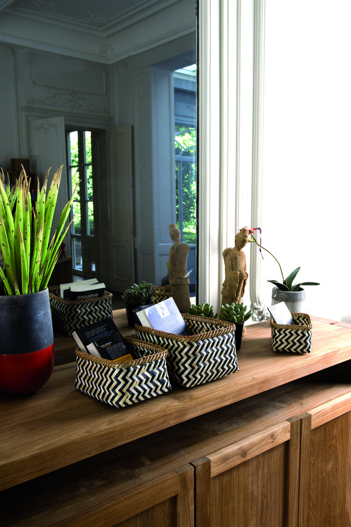 "Zebra" Kleiner Bambuskorb - Schwarz / Natur 5 Compactor