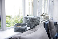 "Dalat" Großer Bambus Ablagekorb - Dunkelgrau