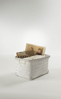 "Dalat" Mittelgroßer Bambus Ablagekorb - Weiß