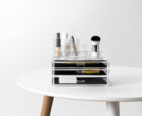 Großer Schmuck und Make-up Organizer mit 3 Schubläden - Transparent