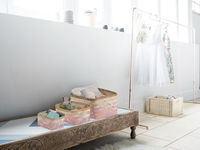 "Noumea" Medium Bambuskorb - Pink/Braun