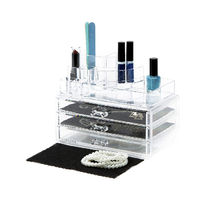 Großer Schmuck und Make-up Organizer mit 3 Schubläden - Transparent