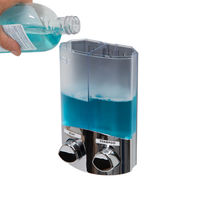 Selbstklebender Doppelter 2 x 310ml Seife/Shampoo-Spender - Chrom