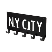 "NY City" wandmontierter 5 Haken Aufhänger - Schwarz