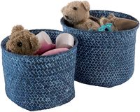 Set aus 2 "Mika" Runde geflochtene Ablagekörbe - Denim Blau