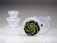 Set 4 Aspi Fresh Runde Vakuum Lebensmittel-Vorratsbehälter mit Pumpe